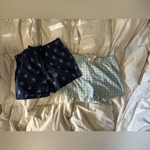 Old Navy Navy Floral and Blue Gingham Shorts Set